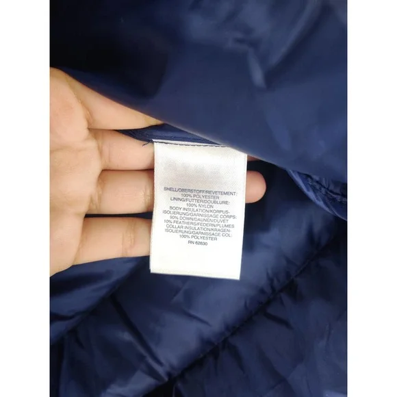 (V) Land's End GIRLS BLUE FLOWERS PATTERN Puffer Jacket Sz L 14-16 COLD WEATHER